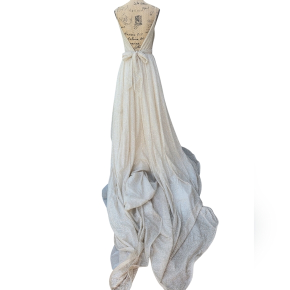 Milla Gold Sparkle Formal Maxi Dress Gown Size M - Picture 6 of 11